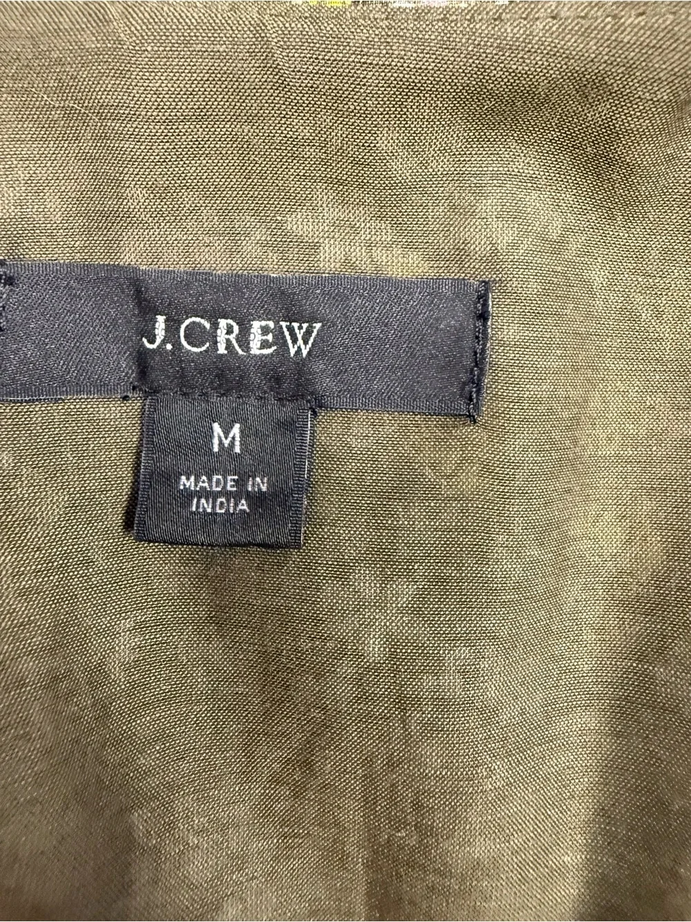 J.Crew V-Neck Cotton Voile Floral Tassel Top Olive Size M